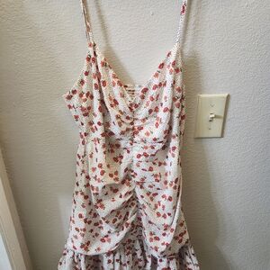 Urban Outfitters White and Red Floral Mini Dress